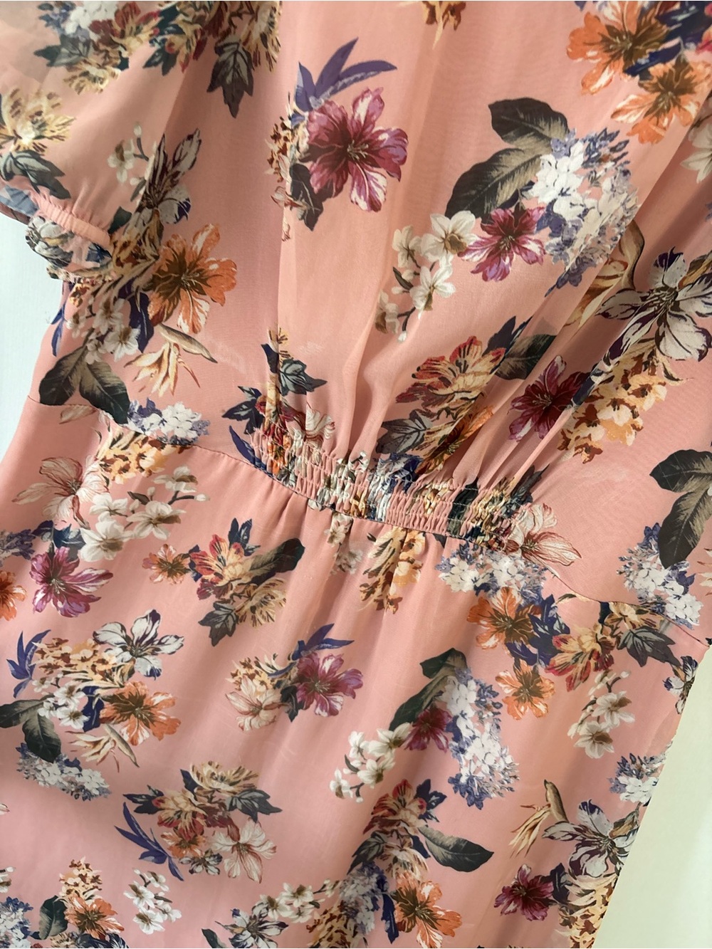 Vince Camuto Pink Garden Floral Puff Sleeves Midi Dress Size 10 Brunch Coquette - Picture 5 of 15